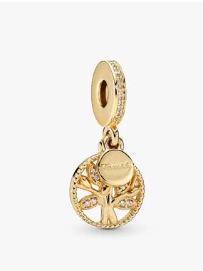 Authentic Pandora Sparkling Family Tree Dangle Charm 14k gold plating